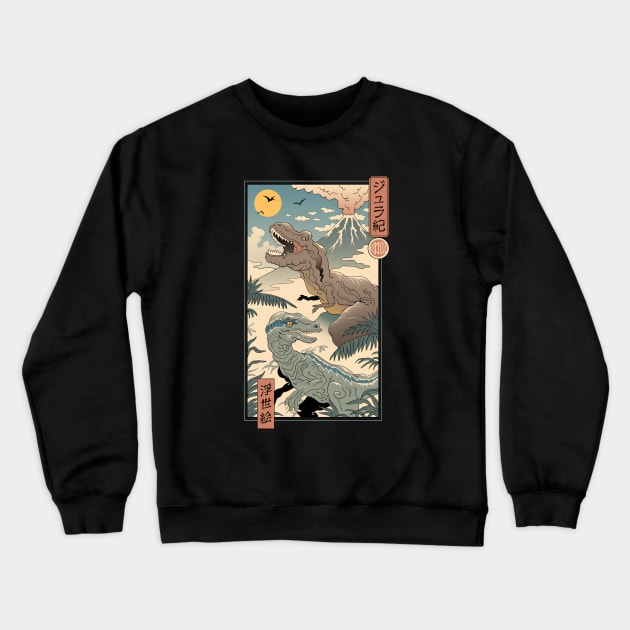 Jurassic Ukiyo-e 2 Crewneck Sweatshirt by Vincent Trinidad Art